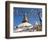 Boudhanath Stupa and Prayer Flags, Kathmandu, Nepal.-Ethan Welty-Framed Photographic Print