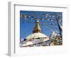 Boudhanath Stupa and Prayer Flags, Kathmandu, Nepal.-Ethan Welty-Framed Photographic Print