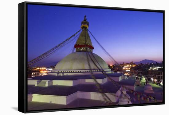 Boudhanath Stupa at Sunset, UNESCO World Heritage Site, Kathmandu, Nepal, Asia-Peter Barritt-Framed Stretched Canvas