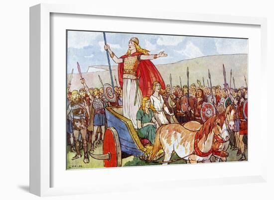 Boudicca with Her Two Daughters-George Morrow-Framed Art Print