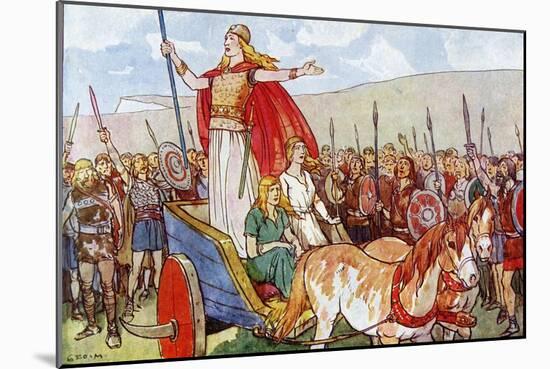 Boudicca with Her Two Daughters-George Morrow-Mounted Art Print