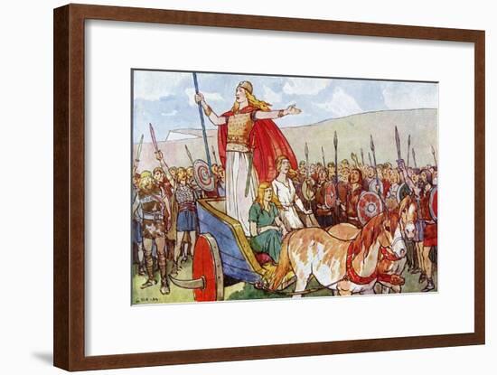 Boudicca with Her Two Daughters-George Morrow-Framed Art Print