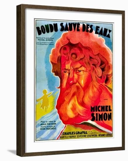 Boudu Saved From Drowning, (aka Boudu Sauve des Eaux), Michel Simon, French poster art, 1932-null-Framed Art Print