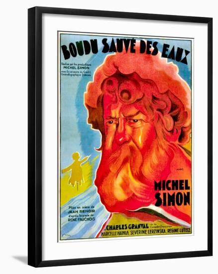 Boudu Saved From Drowning, (aka Boudu Sauve des Eaux), Michel Simon, French poster art, 1932-null-Framed Art Print