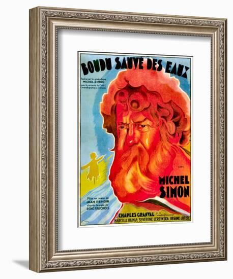 Boudu Saved From Drowning, (aka Boudu Sauve des Eaux), Michel Simon, French poster art, 1932-null-Framed Art Print