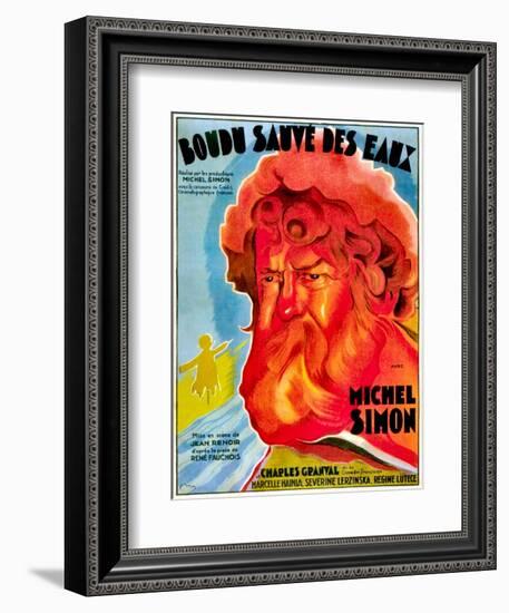 Boudu Saved From Drowning, (aka Boudu Sauve des Eaux), Michel Simon, French poster art, 1932-null-Framed Art Print