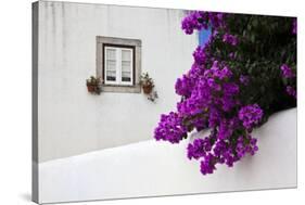 Bougainvillea Blooming in the Town of Obidos, Portugal-Julie Eggers-Stretched Canvas