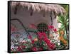 Bougenvilla Blooms Underneath a Thatch Roof, Puerto Vallarta, Mexico-Merrill Images-Framed Stretched Canvas