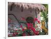 Bougenvilla Blooms Underneath a Thatch Roof, Puerto Vallarta, Mexico-Merrill Images-Framed Photographic Print