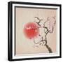 Bough of a Cherry Blossom Tree against Red Sun. Crumpled Paper Vintage Effect. Eps10 Vector Format.-Jane Rix-Framed Premium Giclee Print