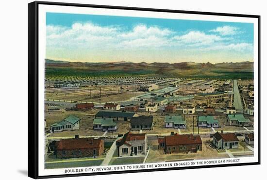 Boulder City, Nevada, Panoramic View of the Town for the Hoover Dam Workers-Lantern Press-Framed Stretched Canvas