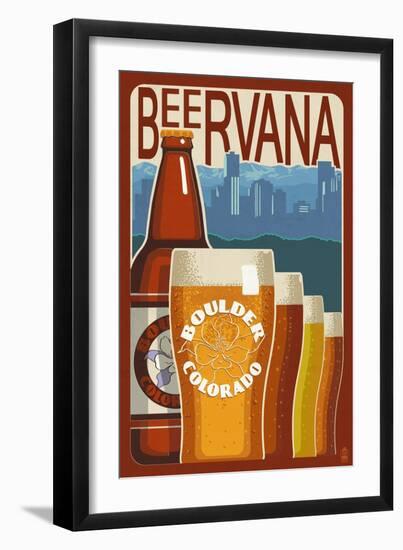 Boulder, Colorado - Beervana Vintage Sign-Lantern Press-Framed Art Print
