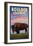 Boulder, Colorado - Bison and Sunset-Lantern Press-Framed Premium Giclee Print