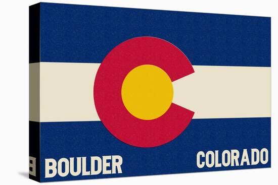 Boulder, Colorado - Colorado State Flag-Lantern Press-Stretched Canvas