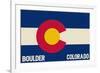 Boulder, Colorado - Colorado State Flag-Lantern Press-Framed Art Print