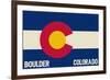 Boulder, Colorado - Colorado State Flag-Lantern Press-Framed Art Print