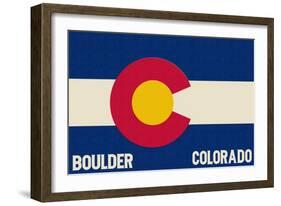 Boulder, Colorado - Colorado State Flag-Lantern Press-Framed Art Print