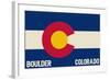 Boulder, Colorado - Colorado State Flag-Lantern Press-Framed Art Print