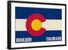 Boulder, Colorado - Colorado State Flag-Lantern Press-Framed Art Print