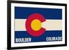 Boulder, Colorado - Colorado State Flag-Lantern Press-Framed Premium Giclee Print