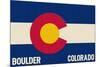 Boulder, Colorado - Colorado State Flag-Lantern Press-Mounted Premium Giclee Print