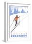 Boulder, Colorado - Cross Country Skier-Lantern Press-Framed Art Print