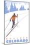 Boulder, Colorado - Cross Country Skier-Lantern Press-Mounted Art Print