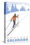 Boulder, Colorado - Cross Country Skier-Lantern Press-Stretched Canvas