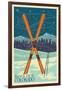 Boulder, Colorado - Crossed Skis-Lantern Press-Framed Art Print