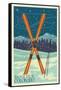 Boulder, Colorado - Crossed Skis-Lantern Press-Framed Stretched Canvas