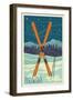 Boulder, Colorado - Crossed Skis-Lantern Press-Framed Art Print