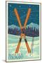 Boulder, Colorado - Crossed Skis-Lantern Press-Mounted Art Print