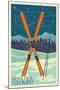 Boulder, Colorado - Crossed Skis-Lantern Press-Mounted Art Print