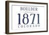 Boulder, Colorado - Established Date (Blue)-Lantern Press-Framed Art Print