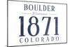 Boulder, Colorado - Established Date (Blue)-Lantern Press-Mounted Art Print