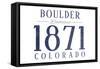 Boulder, Colorado - Established Date (Blue)-Lantern Press-Framed Stretched Canvas