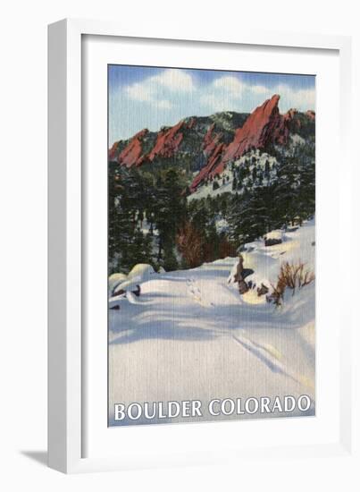 Boulder, Colorado - Flatirons in Winter View-Lantern Press-Framed Art Print