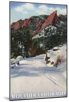 Boulder, Colorado - Flatirons in Winter View-Lantern Press-Mounted Art Print