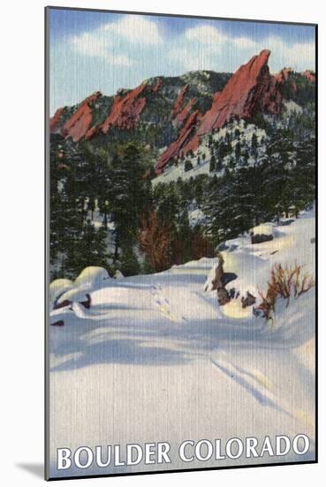 Boulder, Colorado - Flatirons in Winter View-Lantern Press-Mounted Art Print