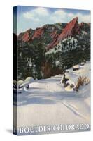 Boulder, Colorado - Flatirons in Winter View-Lantern Press-Stretched Canvas