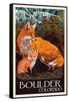 Boulder, Colorado - Fox and Kit-Lantern Press-Framed Stretched Canvas