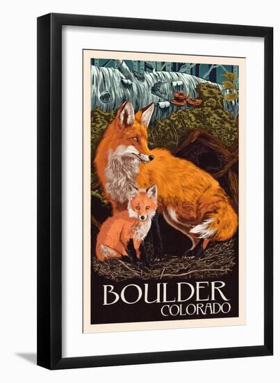 Boulder, Colorado - Fox and Kit-Lantern Press-Framed Art Print