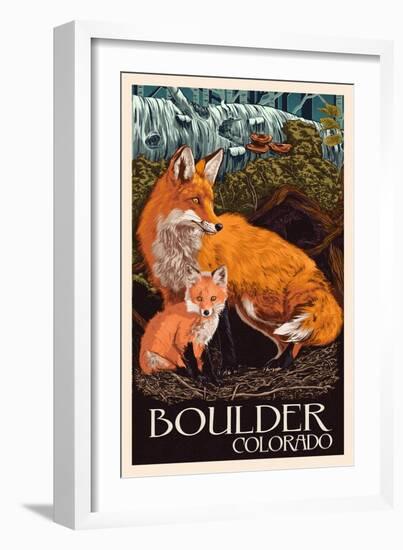 Boulder, Colorado - Fox and Kit-Lantern Press-Framed Art Print