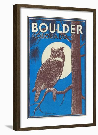 Boulder, Colorado - Horned Owl in the Moonlight - Vinatge Magazine Cover-Lantern Press-Framed Art Print