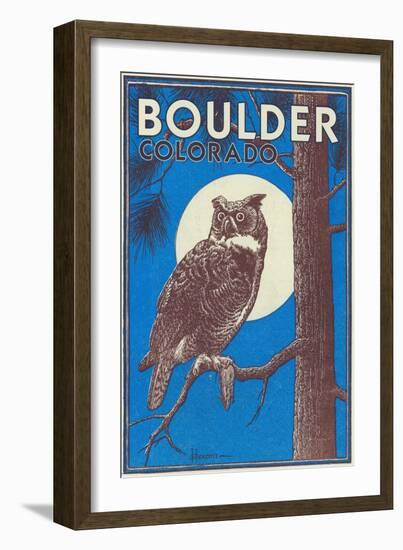 Boulder, Colorado - Horned Owl in the Moonlight - Vinatge Magazine Cover-Lantern Press-Framed Art Print