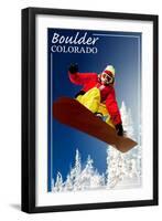 Boulder, Colorado - Snowboarder-Lantern Press-Framed Art Print