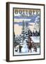 Boulder, Colorado - Snowman Scene-Lantern Press-Framed Art Print