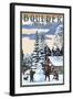 Boulder, Colorado - Snowman Scene-Lantern Press-Framed Art Print