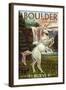 Boulder, Colorado - Unicorn Scene-Lantern Press-Framed Art Print