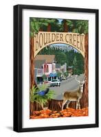 Boulder Creek, California - Montage Scenes-Lantern Press-Framed Art Print